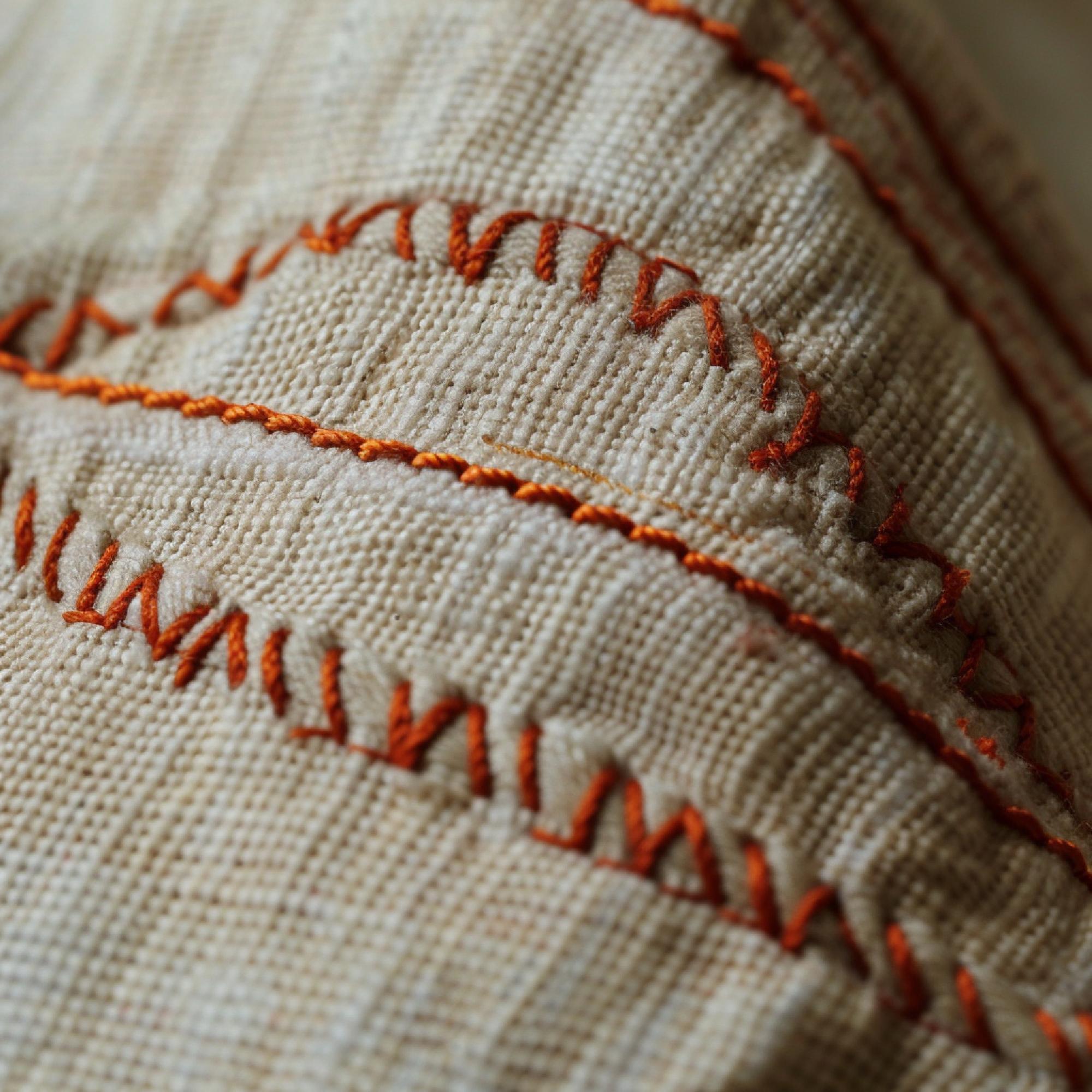 detaliu broderie manuală pe pânză de in